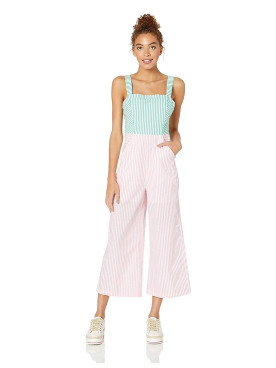 BCBGeneration Pants - BCBGeneration Sleeveless Striped
Jumpsuit Pink and Green